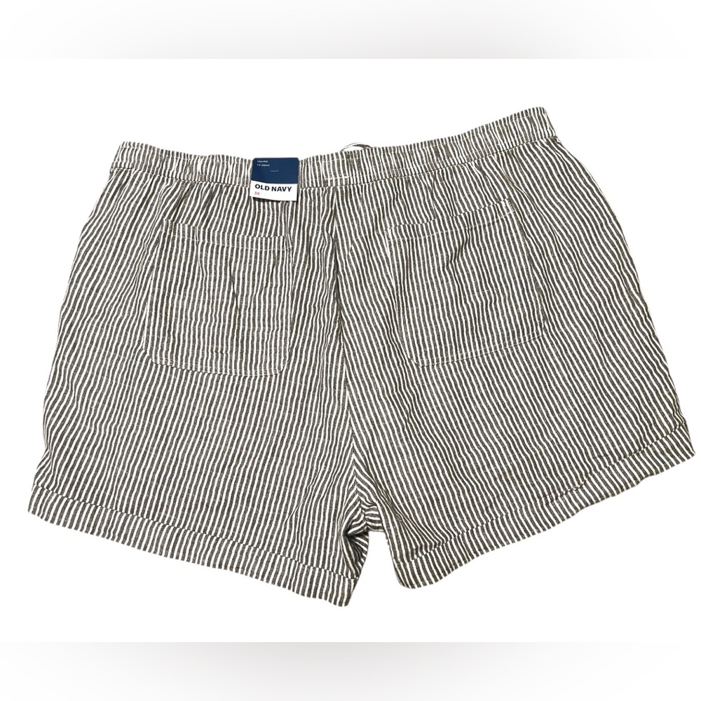 Old Navy Women's Size 3X Gray Striped High-Waisted Linen-Blend Shorts NWT